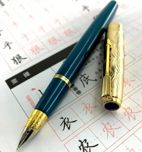 Wing Sung 601A Vacumatic Fountain Pen Solid Dark Blue Ink Pen Wave Golden Cap F Nib Stationery Office school supplies Writing
Wing Sung 601A Vacumatic Fountain Pen Solid Dark Blue Ink Pen Wave Golden Cap F Nib Stationery Office school supplies Writing