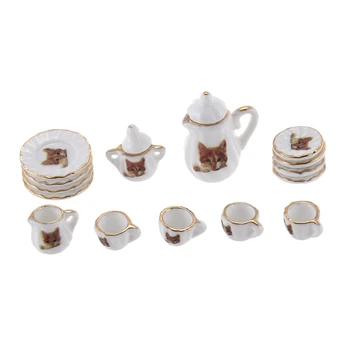 Set of 15pcs Dolls House Miniature Porcelain Tableware Coffee Tea Cup Saucer Set Cat Print
Set of 15pcs Dolls House Miniature Porcelain Tableware Coffee Tea Cup Saucer Set Cat Print