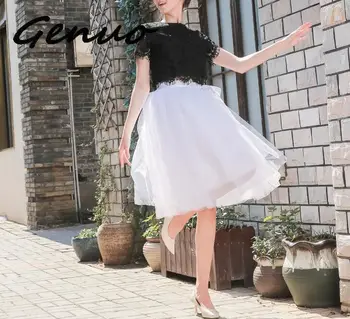 

5 Layers Midi A Line Tutu Tulle Skirt High Waist Pleated Skater Skirts Womens Vintage Lolita Ball Gown Summer 2019 saias jupe