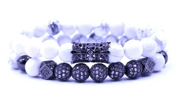 8mm 2PCS/Set uik4 elastic adjusted nature white Howlite bead micro pave cz zircon cubic zirconia tube Bracelet Jewelry
8mm 2PCS/Set uik4 elastic adjusted nature white Howlite bead micro pave cz zircon cubic zirconia tube Bracelet Jewelry