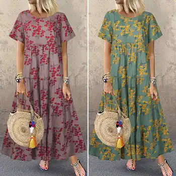 Women's Summer Sundress 2020 ZANZEA Fashion Printed Maxi Dress Casual Short Sleeve Tunic Vestidos Female O Neck Robe Oversized
Women's Summer Sundress 2020 ZANZEA Fashion Printed Maxi Dress Casual Short Sleeve Tunic Vestidos Female O Neck Robe Oversized
