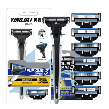 TFLYSHAVE 1Holder 5pcs Blade Forious 3 Men Shaver Razor Blade Replaceable Cutter Head3 Layer Compatible with Mach 3
TFLYSHAVE 1Holder 5pcs Blade Forious 3 Men Shaver Razor Blade Replaceable Cutter Head3 Layer Compatible with Mach 3
