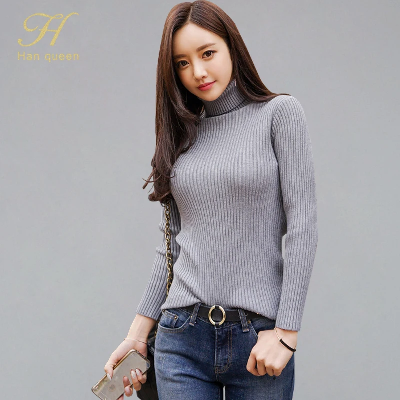 H Han Queen Solid Color Turtleneck Knitted Stretch Pullovers Sweater Women Autumn Winter Bottoming Sweaters OL Elastic Pullover
H Han Queen Solid Color Turtleneck Knitted Stretch Pullovers Sweater Women Autumn Winter Bottoming Sweaters OL Elastic Pullover