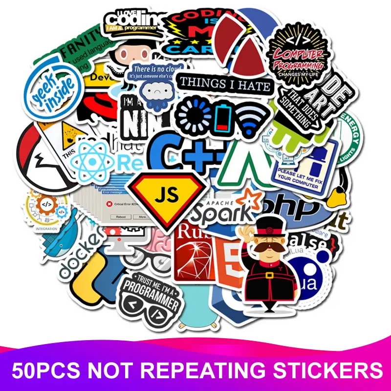 50pcs/Pack Programming Geek Java Stickers Skateboard Suitcase Snowboard Luggage Laptop Waterproof PVC Sticker Kids Classic Toy
50pcs/Pack Programming Geek Java Stickers Skateboard Suitcase Snowboard Luggage Laptop Waterproof PVC Sticker Kids Classic Toy