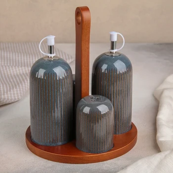 Set for spices and oils "Galaxy", 4 pcs: 2 gravy boats, salt shaker, pepper shaker, on a wooden stand, gray
Set for spices and oils "Galaxy", 4 pcs: 2 gravy boats, salt shaker, pepper shaker, on a wooden stand, gray