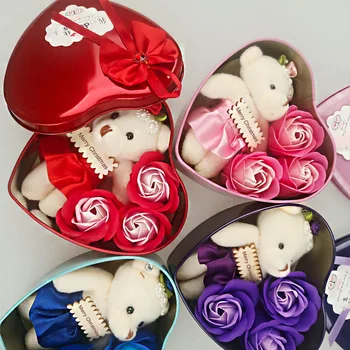 3 Flower-shaped Soap Rose Soap with Little Bear and Heart-shaped Storage Box Romantic Gift for Lovers Girlfriends DEC889
3 Flower-shaped Soap Rose Soap with Little Bear and Heart-shaped Storage Box Romantic Gift for Lovers Girlfriends DEC889