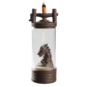 Fashion Auspicious Dragon Backflow Incense Burner Glass Cover Ceramic Crafts Teahouse Ornaments Beautiful Home Decor Cone Censer
Fashion Auspicious Dragon Backflow Incense Burner Glass Cover Ceramic Crafts Teahouse Ornaments Beautiful Home Decor Cone Censer