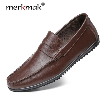 Merkmak Men Loafers Shoes Genuine Cow Leather Boat Classic Moccasins Footwear Men's Shoes Men Comfy Slip-On Men's Casual Shoes
Merkmak Men Loafers Shoes Genuine Cow Leather Boat Classic Moccasins Footwear Men's Shoes Men Comfy Slip-On Men's Casual Shoes