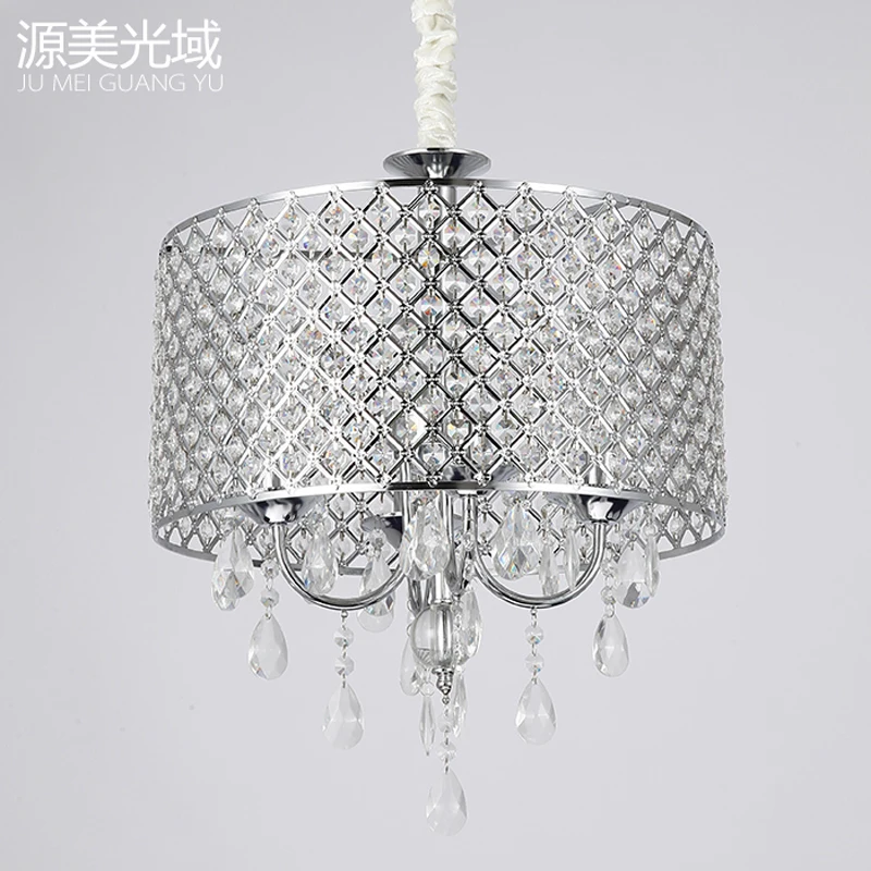 Modern Drum Crystal Chandelier black iron dining room bedroom hanging light D43CM
Modern Drum Crystal Chandelier black iron dining room bedroom hanging light D43CM