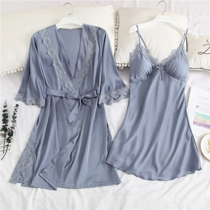 2019 Pyama Silk Set Pijama Dress Robe Nightgown Set 2 Pcs Women Sleepwear Set Nuisette Ensemble Sexy Nightwear Camison Kimono
2019 Pyama Silk Set Pijama Dress Robe Nightgown Set 2 Pcs Women Sleepwear Set Nuisette Ensemble Sexy Nightwear Camison Kimono