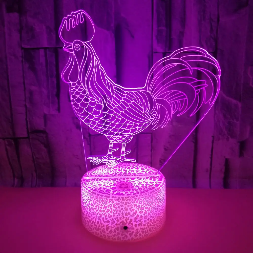 

Chicken 3d Nightlight Led 7 color Visual Light Touch Creative Gift Atmosphere 3d Table Kids Lamp 7 color change Led Night Light