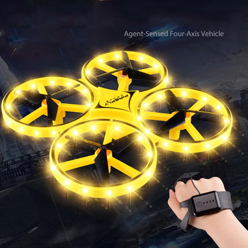 

Mini Helicopter Induction Drone Smart Watch Hand Gesture Sensor Remote RC Aircraft UFO Flying Quadcopter Interactive Kids Toys