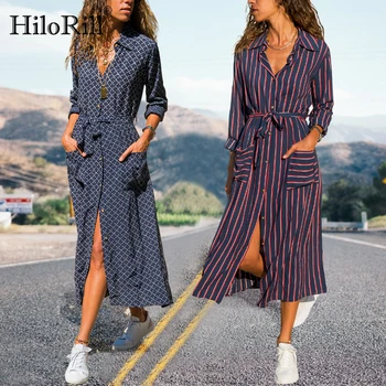 2020 New Fashion Striped Lady Shirt Dress Long Sleeve Turn Down Collar Casual Dresses Pockets Bandage Elegant Midi Dress Robe
2020 New Fashion Striped Lady Shirt Dress Long Sleeve Turn Down Collar Casual Dresses Pockets Bandage Elegant Midi Dress Robe