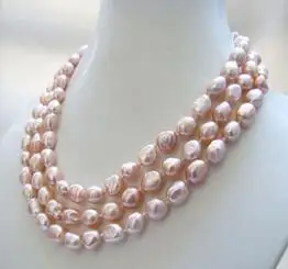 

Hot sale hot sell new Natural 3Strad 8x10MM Pink Baroque Pearl Necklace 17"18"19"