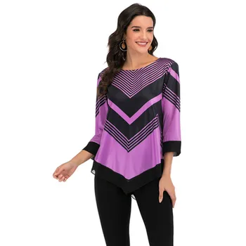 Women Casual Blouse S-5XL Big Size Spring Summer O-Neck Lace Patchwork Shirt Tops Elegant Lady Stripe Print Hem Irregular Blouse
Women Casual Blouse S-5XL Big Size Spring Summer O-Neck Lace Patchwork Shirt Tops Elegant Lady Stripe Print Hem Irregular Blouse