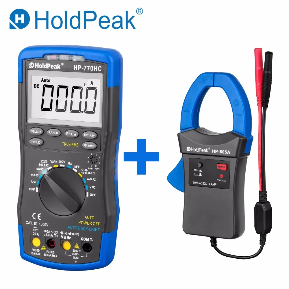 HoldPeak HP-770HC True RMS Autoranging Probe Digital Multimeter With NCV+HP-605A Clamp Adapter 600A AC/DC Current Power LED 45mm
HoldPeak HP-770HC True RMS Autoranging Probe Digital Multimeter With NCV+HP-605A Clamp Adapter 600A AC/DC Current Power LED 45mm