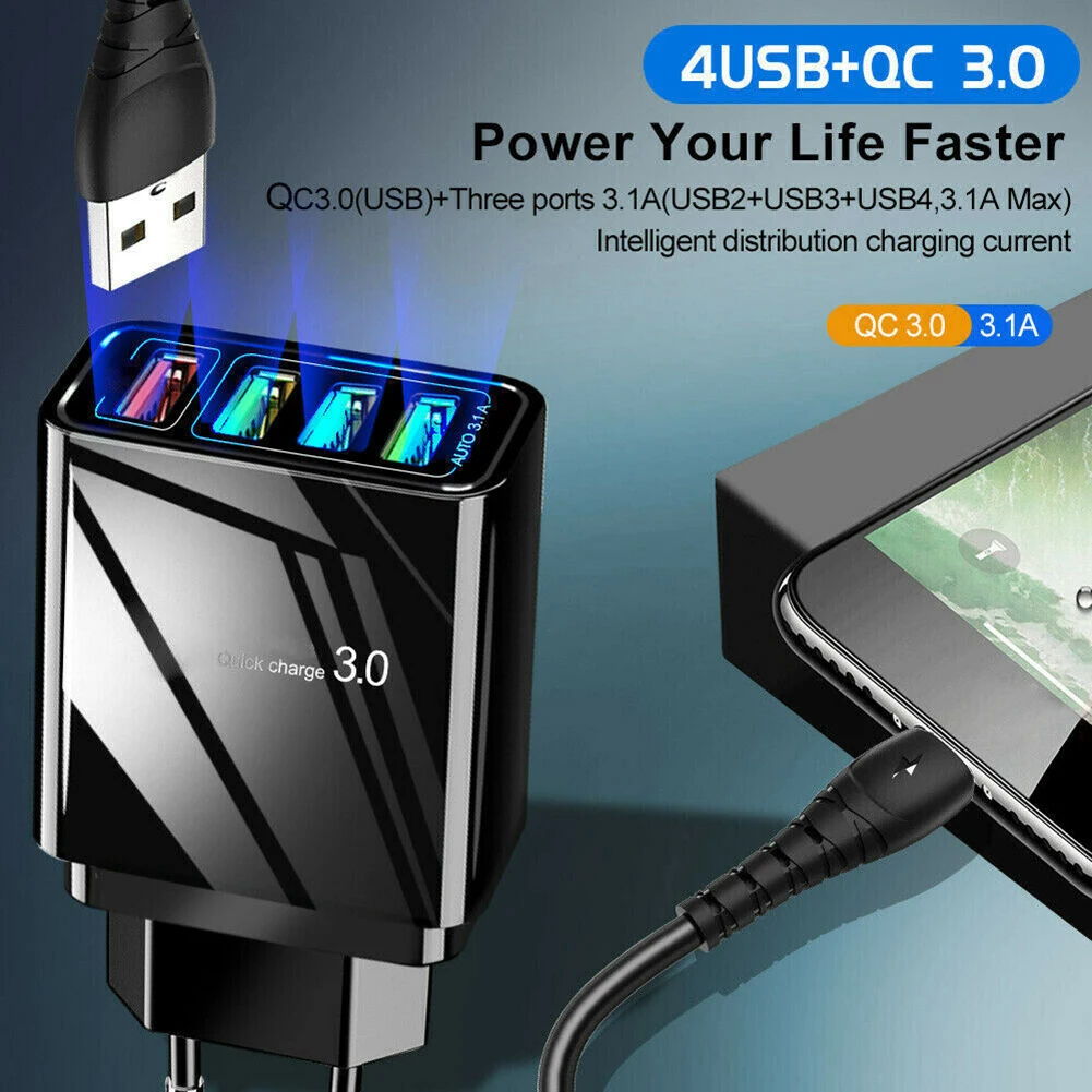 4Ports QC3.0 Fast Quick Charge USB Hub Wall Charger Power Adapter US EU Plug For IPhone /IPad /Samsung /Xiaomi /Huawei/OPPO/Sony
4Ports QC3.0 Fast Quick Charge USB Hub Wall Charger Power Adapter US EU Plug For IPhone /IPad /Samsung /Xiaomi /Huawei/OPPO/Sony