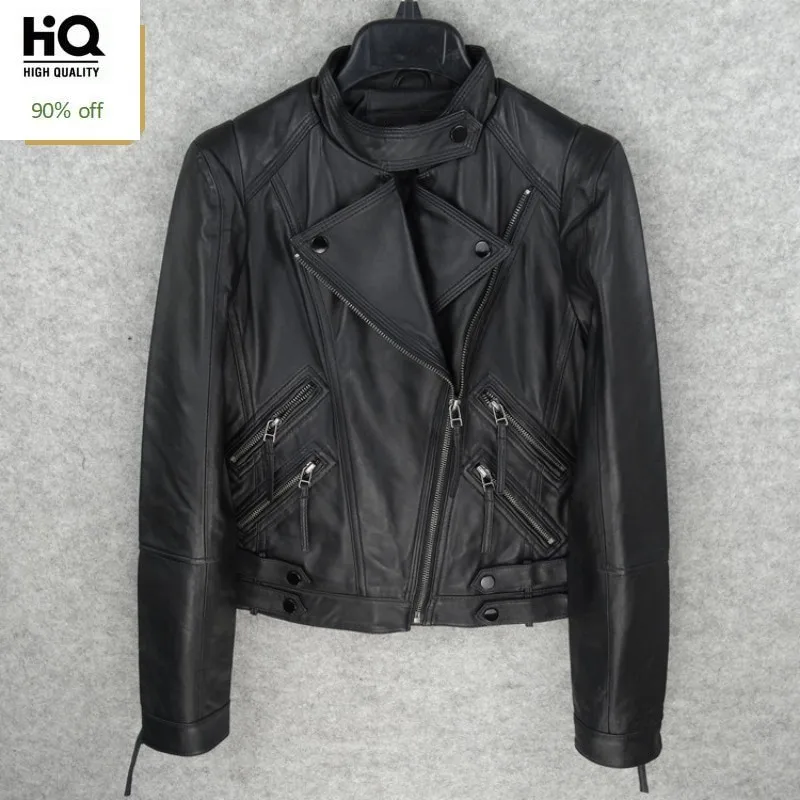 2020 New Winter Womens Slim Short Coat Fashion Solid Genuine Leather Biker Jacket Female Casual Pocket Zipper Sheepskin Jacket
2020 New Winter Womens Slim Short Coat Fashion Solid Genuine Leather Biker Jacket Female Casual Pocket Zipper Sheepskin Jacket