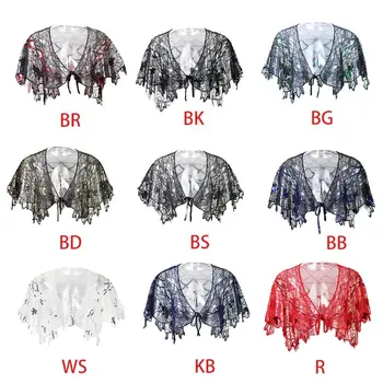 Womens 1920s Vintage Shawl Wedding Wraps Glitter Sequined Leaves Evening Party Cape Sheer Mesh Bolero Flapper Cover Up 
Womens 1920s Vintage Shawl Wedding Wraps Glitter Sequined Leaves Evening Party Cape Sheer Mesh Bolero Flapper Cover Up