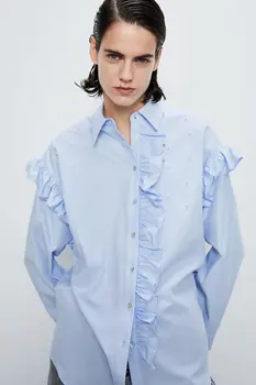 2020 new Spring Summer European Artificial Pearl Laminated cotton zaraing women Shirt sheining vadiming female shirt Hgh2652
2020 new Spring Summer European Artificial Pearl Laminated cotton zaraing women Shirt sheining vadiming female shirt Hgh2652