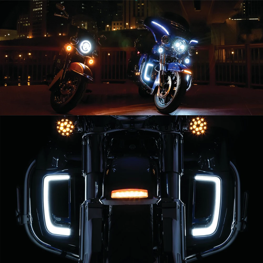 

Motorcycle Black LED Fairing Lower Grills Light For Harley Touring Street Electra Glide Tri Glide FLHTKSE CVO Limited FLHTCU