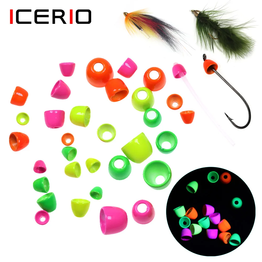 

ICERIO 20pcs UV Brass Cone Head Beads Tube Fly Tying Material For Woolly Bugger Minnow Streamer Saltwater Fishing Lures