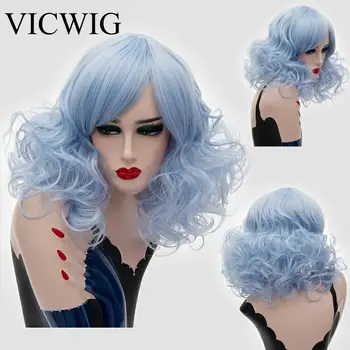 VICWIG 14 inch Long Cosplay Wig With Bangs Curly Purple Orange Green Pink Blue Golden Brown Wig 14 Colors Synthetic Hair
VICWIG 14 inch Long Cosplay Wig With Bangs Curly Purple Orange Green Pink Blue Golden Brown Wig 14 Colors Synthetic Hair