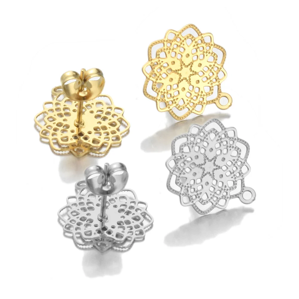 Aiovlo 10pcs/lot Stainless Steel Geometric Openwork Flower Bohemia Earring Base Connectors Linkers for DIY Earrings Jewelry
Aiovlo 10pcs/lot Stainless Steel Geometric Openwork Flower Bohemia Earring Base Connectors Linkers for DIY Earrings Jewelry