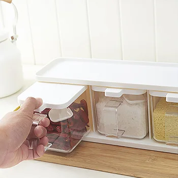 3 Grids Seasoning Box Herb Spices Storage Condiment Jar Cooking Spice Rack Spoon Kitchen with Lid Container Seasoning Box
3 Grids Seasoning Box Herb Spices Storage Condiment Jar Cooking Spice Rack Spoon Kitchen with Lid Container Seasoning Box