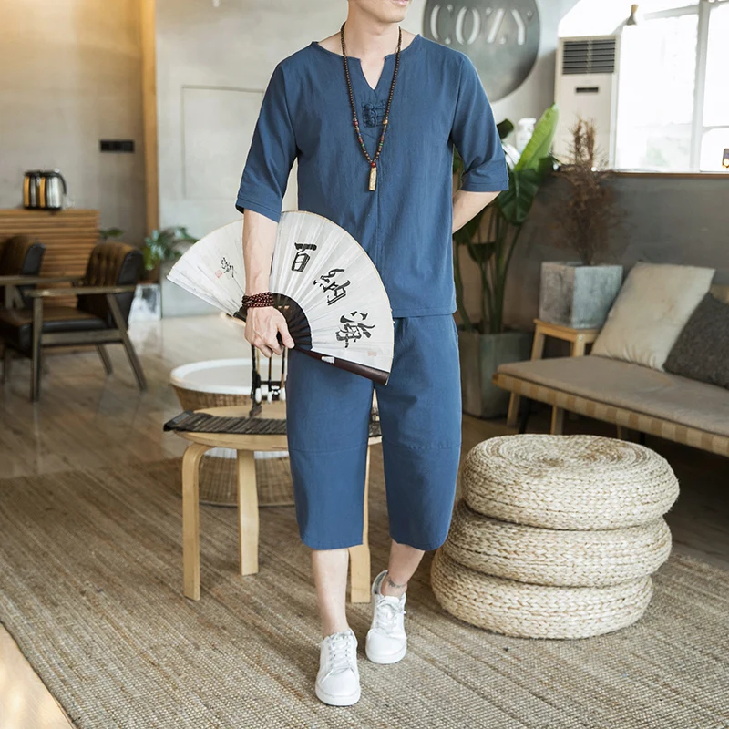2020 New Chinese traditional clothing Cotton and linen suit over knee pants +7 minute sleeve casual T-shirt Jogger sports suit
2020 New Chinese traditional clothing Cotton and linen suit over knee pants +7 minute sleeve casual T-shirt Jogger sports suit