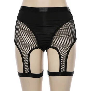 Women Sexy Mesh Patchwork Shorts Hollow Suspender Garter Belt Holder Dance Shorts Black 
Women Sexy Mesh Patchwork Shorts Hollow Suspender Garter Belt Holder Dance Shorts Black