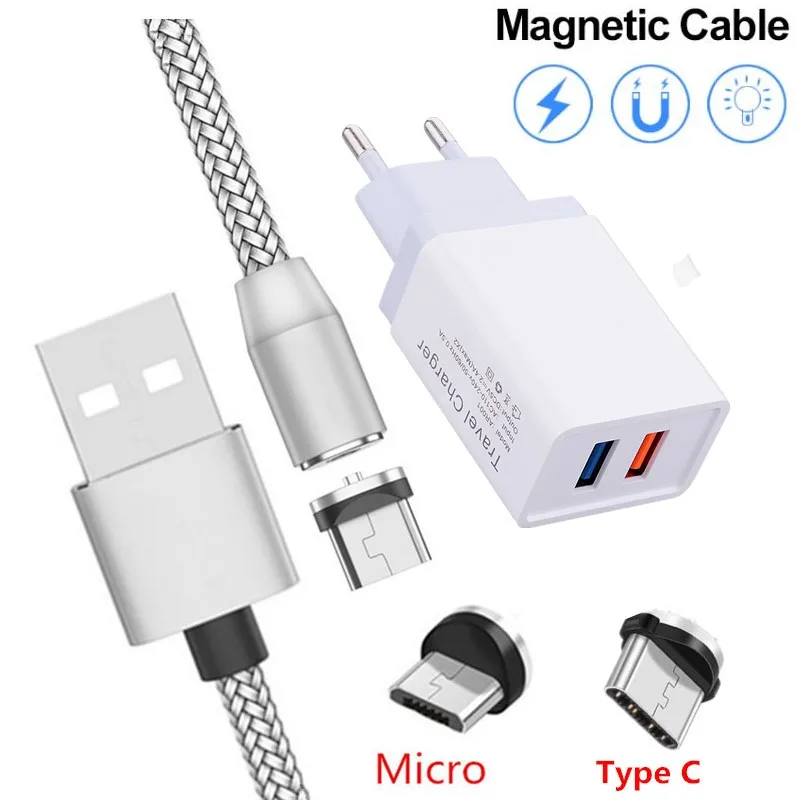 Зарядное устройство зарядный Магнитный usb кабель 2 Порты и разъёмы USB C Micro для LG G2 G3