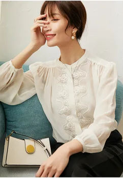 Women Shirt Black White Top Embroidered Silk Shirt Women 2020 Spring /Summer New Loose 100% Silk Shirt
Women Shirt Black White Top Embroidered Silk Shirt Women 2020 Spring /Summer New Loose 100% Silk Shirt