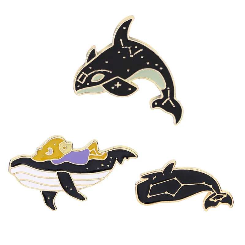 

Personality Cartoon Cute Dolphin Whale Brooches for Women Men Enamel Pins and Brooch Jewelry Clothes Backpack Badge Pin Button