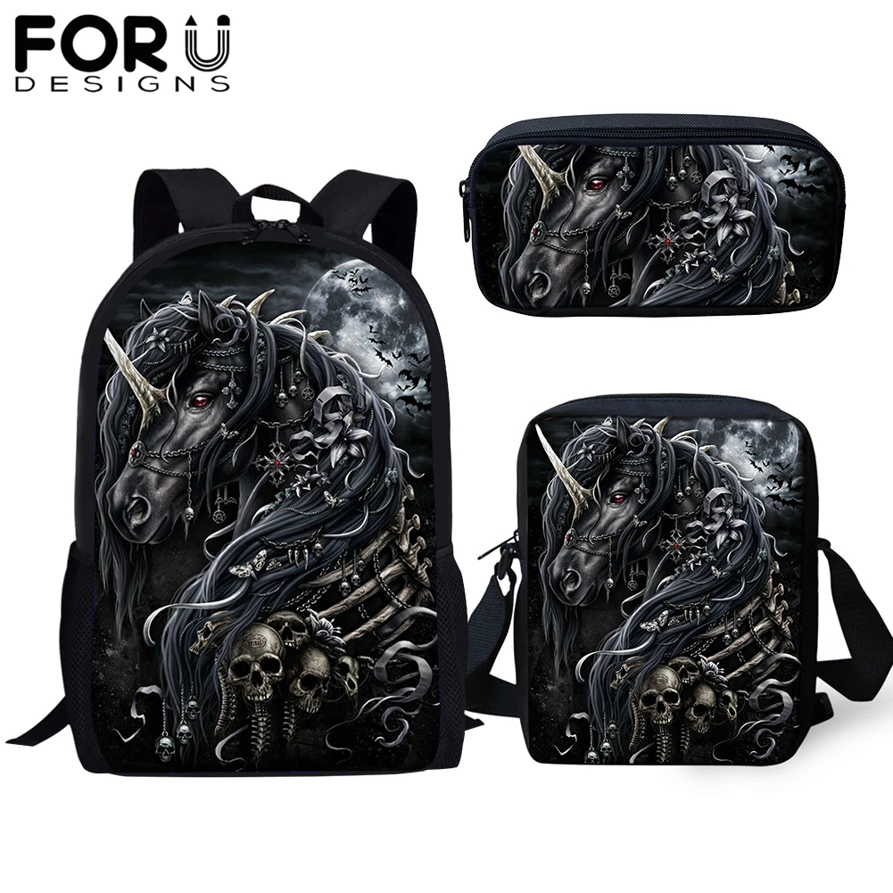 FORUDESIGNS 3Pcs/Set School Backpack for Boys Teenager Girls Gothic Unicorn Print Backpacks Student Travel Bagpack Daypack 2019
FORUDESIGNS 3Pcs/Set School Backpack for Boys Teenager Girls Gothic Unicorn Print Backpacks Student Travel Bagpack Daypack 2019