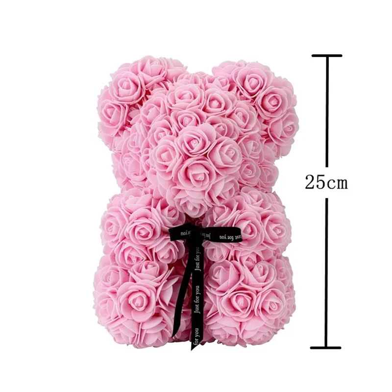 Прямая поставка 25 см/40 см плюшевый розовый медведь искусственный цветок Роза
