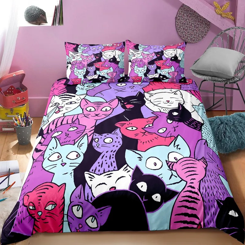 Cartoon Animals Cats Print Bedding Set Pillowcase 2/3 Piece Bed Linen Set Luxury Microfiber Duvet Cover Kids Bedroom Bedspread
Cartoon Animals Cats Print Bedding Set Pillowcase 2/3 Piece Bed Linen Set Luxury Microfiber Duvet Cover Kids Bedroom Bedspread