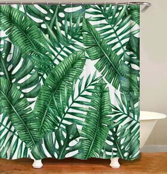 Green Leaves Shower Curtain Tropical Botanic Waterproof Bathroom Curtain With Hooks Modern Palm Leaves Polyester Material
Green Leaves Shower Curtain Tropical Botanic Waterproof Bathroom Curtain With Hooks Modern Palm Leaves Polyester Material