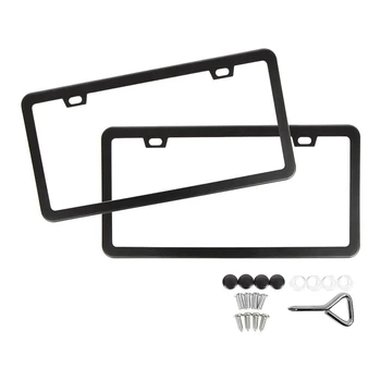 2 Pcs 2 Holes Slim Design Black Stainless Steel License Plate Frames with Screw Caps
2 Pcs 2 Holes Slim Design Black Stainless Steel License Plate Frames with Screw Caps