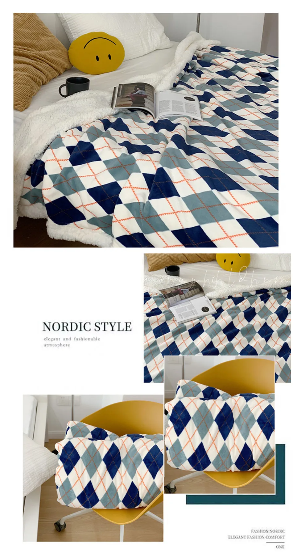 Generic Solid Color Throw Blanket Soft Comforter Bed Cover Winter Warm