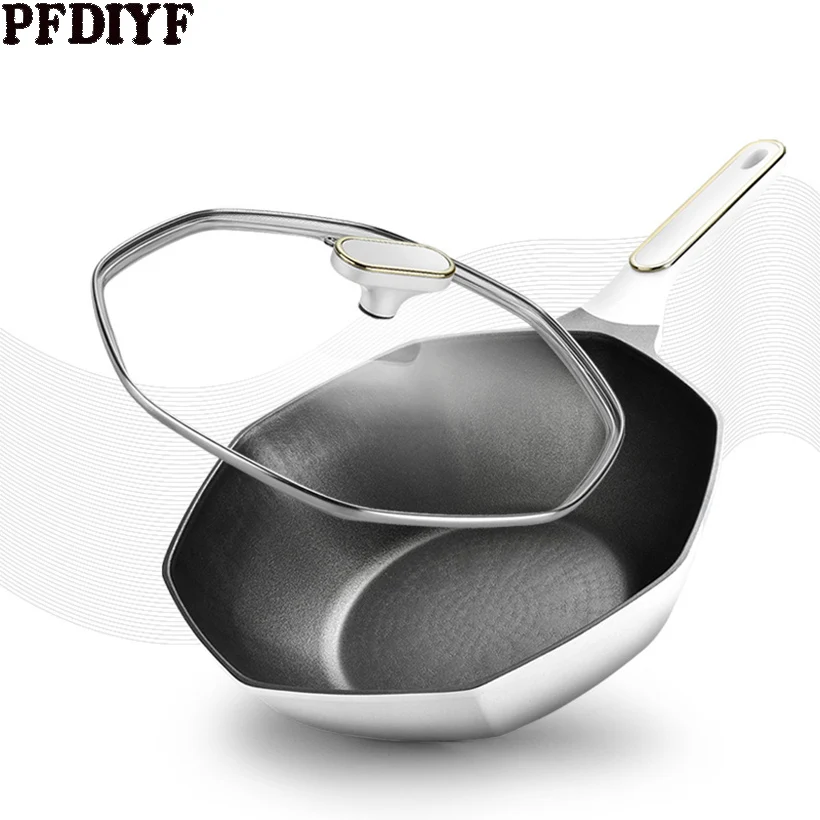 

Star Anise Wok Cooking Pot Household Maifan Stone Non-stick Frying Pan Without Oil Smoke Gas and Induction Cooker Cookware