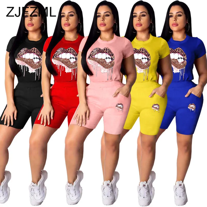 Leopard Mouth Lip Print 2 Piece Outfits For Women O Neck Short Sleeve Slim Fit Tops And Bodycon Short Sweat Suit Plus Size Sets
Leopard Mouth Lip Print 2 Piece Outfits For Women O Neck Short Sleeve Slim Fit Tops And Bodycon Short Sweat Suit Plus Size Sets