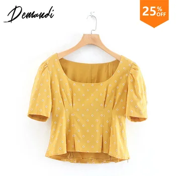 Demandi Spring 2020 Women's Square Collar Short Sleeve Fashion Daisy Print Waist Short Wrinkled Wild Shirt
Demandi Spring 2020 Women's Square Collar Short Sleeve Fashion Daisy Print Waist Short Wrinkled Wild Shirt