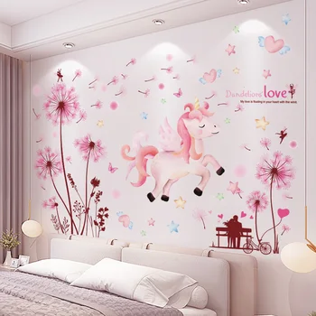 Cartoon Unicorn Animal Wall Stickers DIY Dandelion Flowers Wall Decals for Kids Room Baby Bedroom Decoration
Cartoon Unicorn Animal Wall Stickers DIY Dandelion Flowers Wall Decals for Kids Room Baby Bedroom Decoration