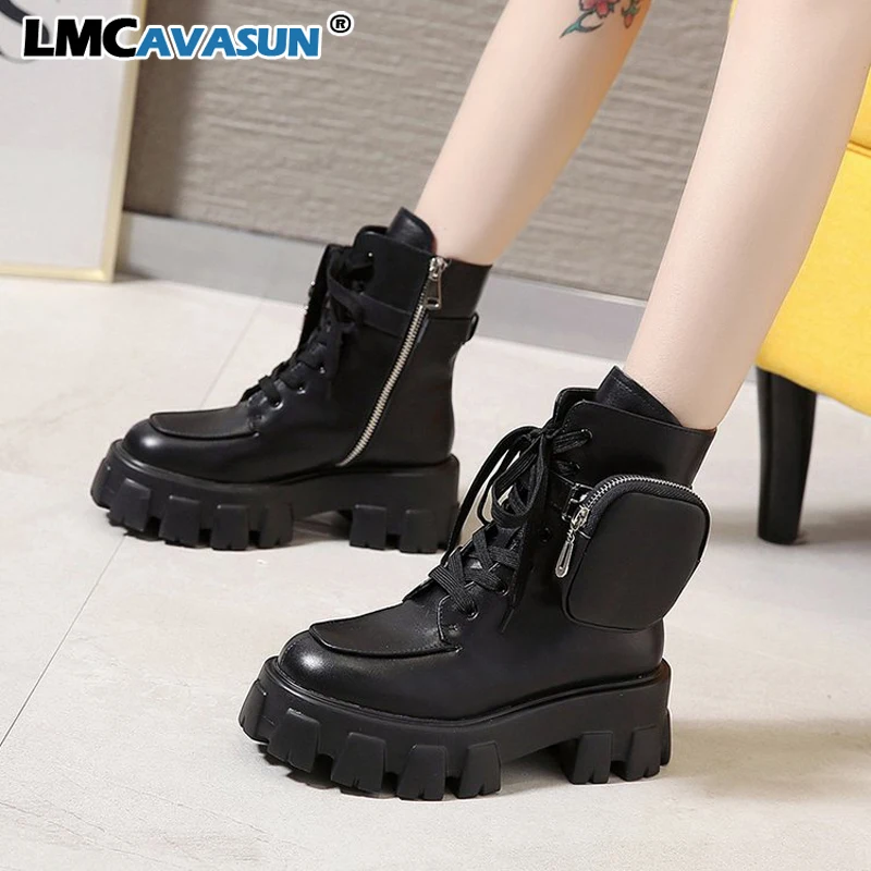 Thick Bottom Short Boots Winter Designer Fashion Platform Motorcycle Boots Women Lace Up Zipper With Pocket Chunky Boots Women
Thick Bottom Short Boots Winter Designer Fashion Platform Motorcycle Boots Women Lace Up Zipper With Pocket Chunky Boots Women
