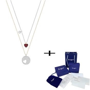 SWA High Quality New Double Crystal Heart Necklace Elegant Glamour Ladies Jewelry Send Couple Anniversary Fashion Romantic Gift
SWA High Quality New Double Crystal Heart Necklace Elegant Glamour Ladies Jewelry Send Couple Anniversary Fashion Romantic Gift