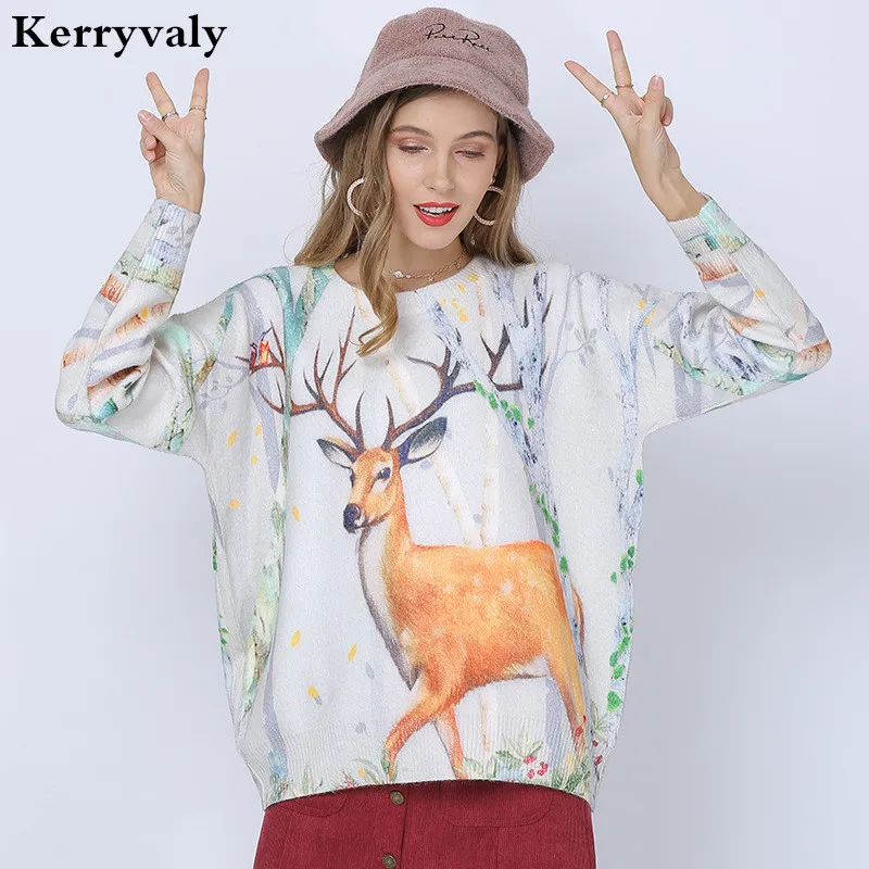 Elk Pattern Printed Pullover Sweater Women 2020 Autumn Loose-Fit Mid-length Knit Low Waist Jersey Knitwear Pull Femme D19112
Elk Pattern Printed Pullover Sweater Women 2020 Autumn Loose-Fit Mid-length Knit Low Waist Jersey Knitwear Pull Femme D19112