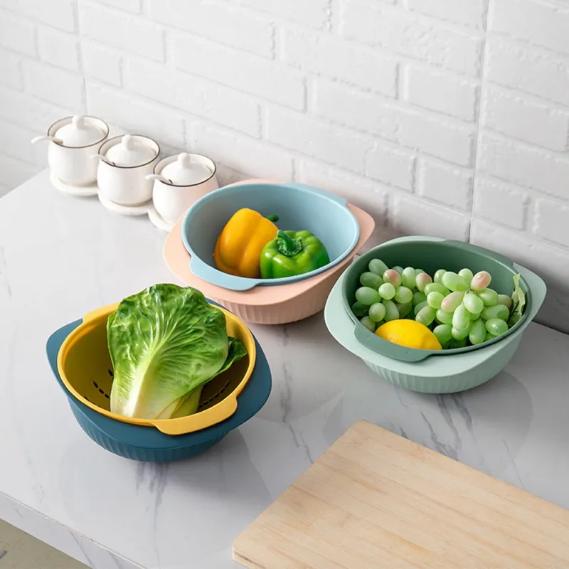 Useful Double Drain Basket Bowl Washing Kitchen Strainer Noodles Vegetables fruit Gift Fruit Kitchen Gadget Dropshipping
Useful Double Drain Basket Bowl Washing Kitchen Strainer Noodles Vegetables fruit Gift Fruit Kitchen Gadget Dropshipping