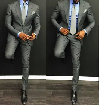 New Classic Design Groom Tuxedos Two Buttons Light Grey Peak Lapel Groomsmen Best Man Suit Mens Wedding Suits (Jacket+Pants+Tie)
New Classic Design Groom Tuxedos Two Buttons Light Grey Peak Lapel Groomsmen Best Man Suit Mens Wedding Suits (Jacket+Pants+Tie)