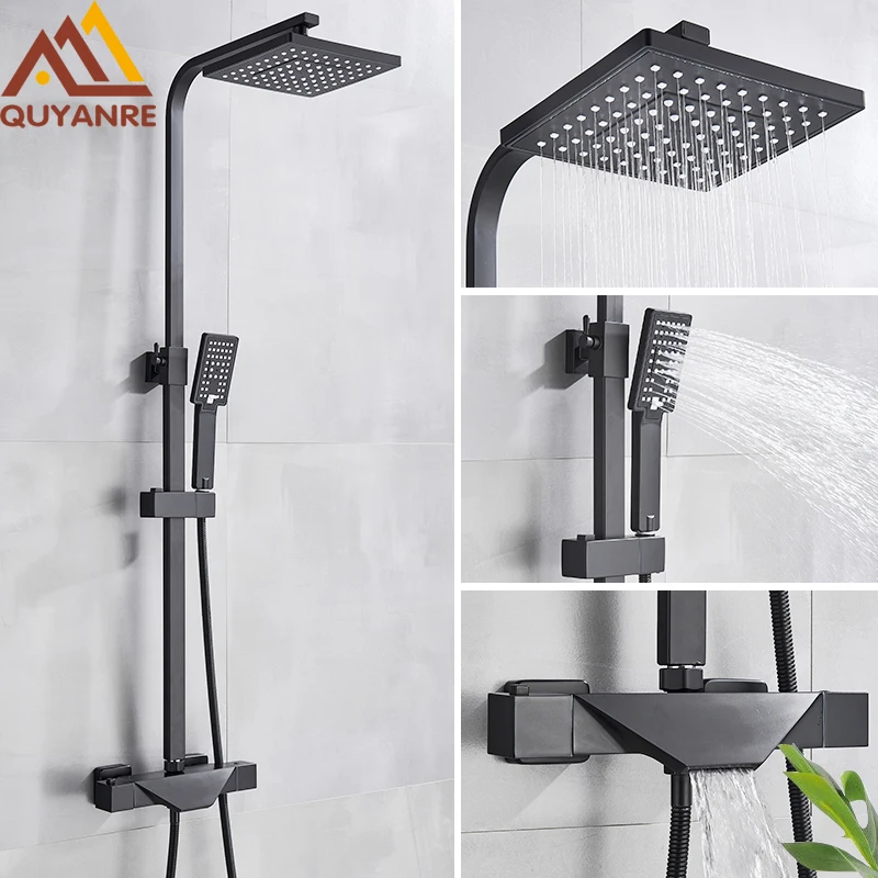 Quyanre Black Chrome Thermostatic Shower Faucets Set Bathroom Shower Mixer Tap Faucets Hot Cold Bathtub Thermostatic Shower Tap
Quyanre Black Chrome Thermostatic Shower Faucets Set Bathroom Shower Mixer Tap Faucets Hot Cold Bathtub Thermostatic Shower Tap